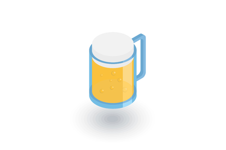 Beer glass with foam isometric flat icon. 3d vector colorful illustration.のイラスト素材