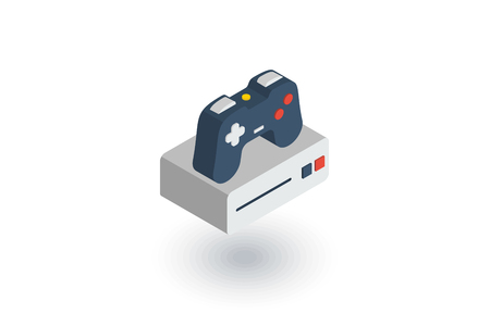 Console and joystick, gaming isometric flat icon. 3d vector colorful illustration. Pictogram isolated on white backgroundのイラスト素材
