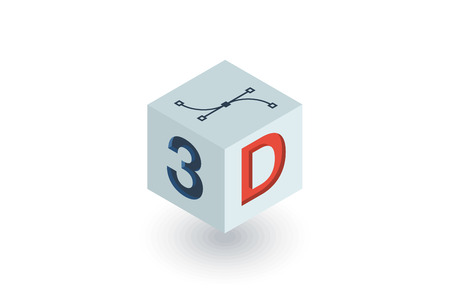 Ilustración de 3D word written on cube isometric flat icon. 3d vector colorful illustration. - Imagen libre de derechos