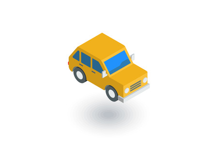 yellow car, hatchback isometric flat icon. 3d vector colorful illustration. Pictogram isolated on white backgroundのイラスト素材