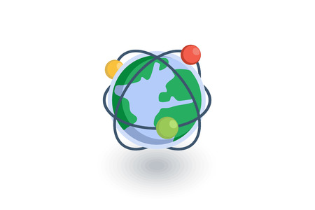Global communication, network, internet isometric flat icon. 3d vector colorful illustration. Pictogram isolated on white backgroundのイラスト素材