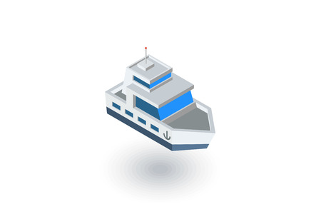 Yacht boat isometric flat icon. 3d vector colorful illustration. Pictogram isolated on white backgroundのイラスト素材