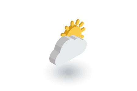 Weather, Sun and cloud isometric flat icon. 3d vector colorful illustration.のイラスト素材