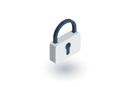 Protection,, closed lock, password, access isometric flat icon.のイラスト素材