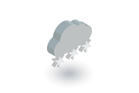 Snow, snowfall cloud, winter weather isometric flat icon.のイラスト素材