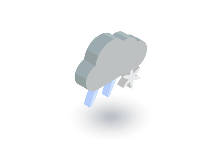 Cloud weather, snow and rain isometric flat icon. 3d vector colorful illustration.のイラスト素材