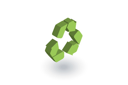 Recycle green symbol. Environmental protection isometric flat icon.のイラスト素材