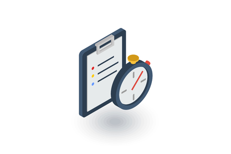 stopwatch. Time management, control, planning isometric flat icon. 3d vector colorful illustration. Pictogram isolated on white backgroundのイラスト素材