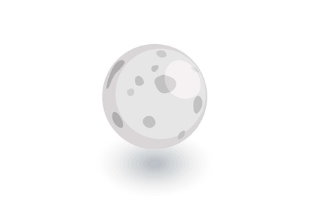 Full Moon, satellite isometric flat icon. 3d vector colorful illustration. Pictogram isolated on white backgroundのイラスト素材