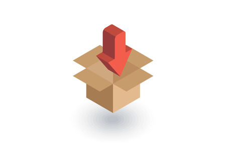 Packaging, carton box load isometric flat icon. 3d vector colorful illustration.のイラスト素材