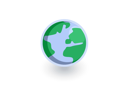 Earth Planet isometric flat icon. 3d vector colorful illustration. Pictogram isolated on white backgroundのイラスト素材
