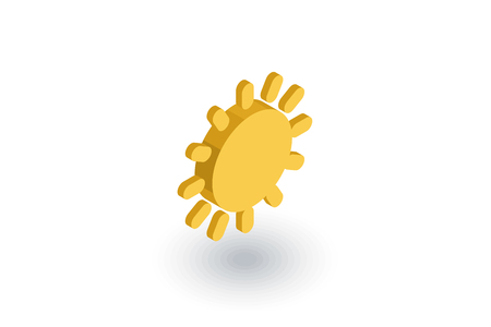 Sun yellow isometric flat icon. 3d vector colorful illustration. Pictogram isolated on white backgroundのイラスト素材