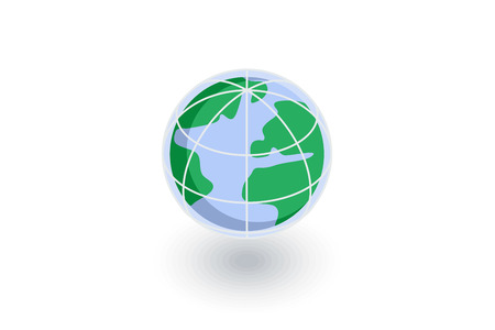 Earth, globe isometric flat icon.のイラスト素材