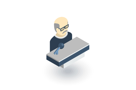 Presentation, speaker, lecture, teacher isometric flat icon.のイラスト素材