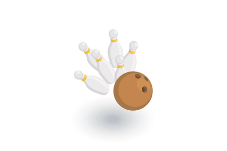 strike shot, spare, bowling ball isometric flat icon. 3d vector colorful illustration. Pictogram isolated on white backgroundのイラスト素材