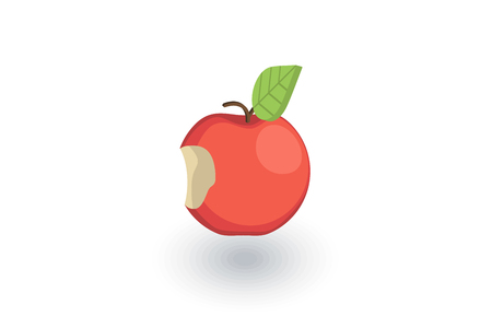 Fruit with a bite isometric flat icon.のイラスト素材