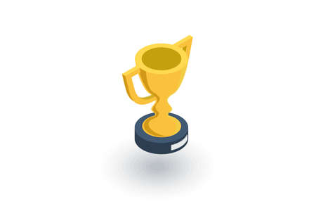 Golden trophy Cup isometric flat icon. 3d vector colorful illustration. Pictogram isolated on white backgroundのイラスト素材