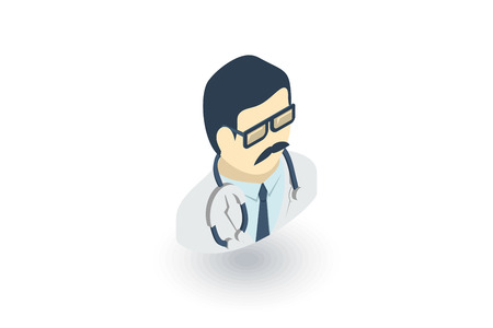 Avatar, doctor with phonendoscope isometric flat icon.のイラスト素材