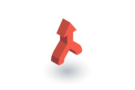 Arrow, up direction, connecting isometric flat icon.のイラスト素材