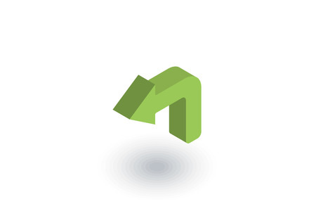 Turn left arrow icon isometric flat icon.のイラスト素材