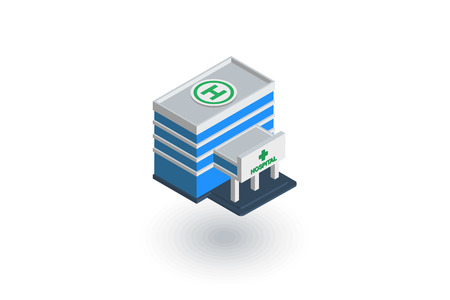 Hospital building isometric flat icon.のイラスト素材