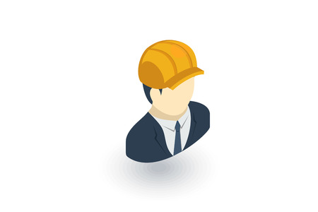 Engineer avatar, architect in helmet isometric flat icon.のイラスト素材
