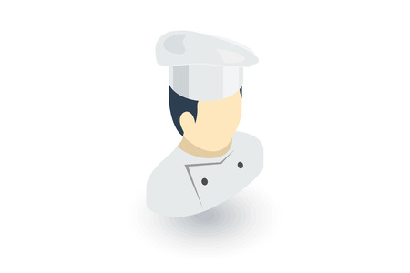 Avatar chef man, cook isometric flat icon.のイラスト素材