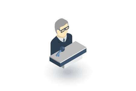 Entrepreneur conference, presentation, isometric flat icon.のイラスト素材