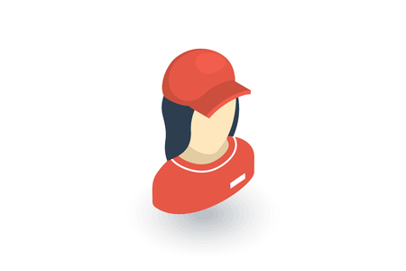 Beautiful woman in red uniform avatar isometric flat icon.のイラスト素材