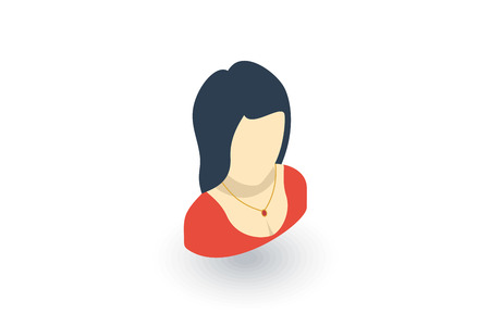 Beautiful girl or pretty woman with red evening wear isometric flat icon.のイラスト素材