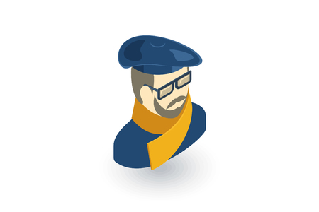 Artist avatar, arts portrait isometric flat icon.のイラスト素材