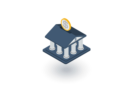 bank isometric flat icon. 3d vector colorful illustration. Pictogram isolated on white backgroundのイラスト素材