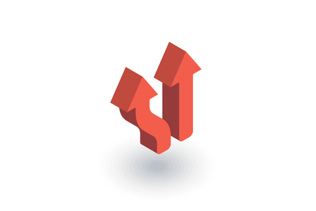 Junction, Separation, Two paths, ways isometric flat icon. 3d vector colorful illustration. Pictogram isolated on white backgroundのイラスト素材