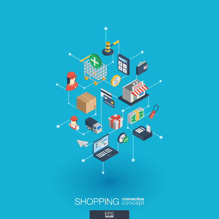 Shopping integrated 3d web icons.のイラスト素材