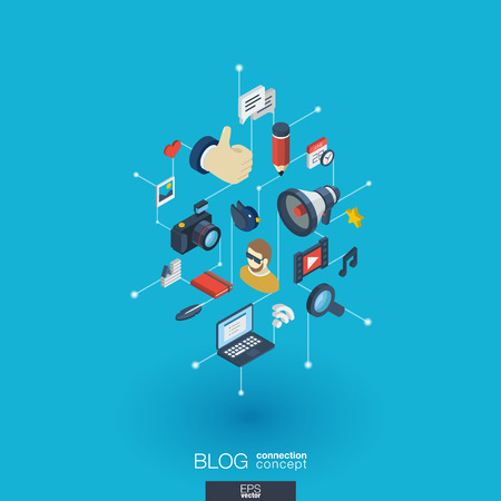 Blog integrated 3d web icons.のイラスト素材
