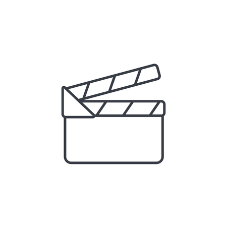 movie clapperboard thin line icon. Linear vector illustration. Pictogram isolated on white backgroundのイラスト素材