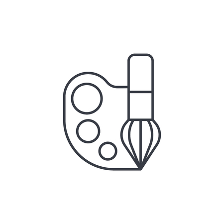 palette and brush thin line icon. Linear vector illustration. Pictogram isolated on white backgroundのイラスト素材