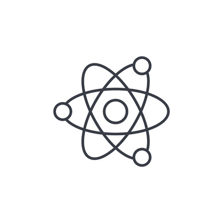 Atom, Physic Symbol thin line icon. Linear vector illustration. Pictogram isolated on white backgroundのイラスト素材