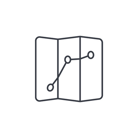 route, itinerary map thin line icon. Linear vector illustration. Pictogram isolated on white backgroundのイラスト素材