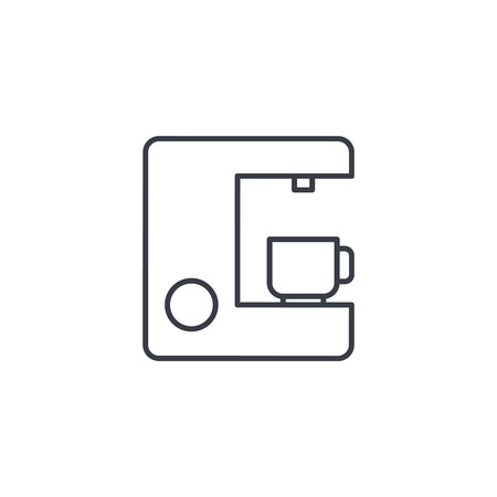 coffee machine whith cup thin line icon. Linear vector illustration. Pictogram isolated on white backgroundのイラスト素材