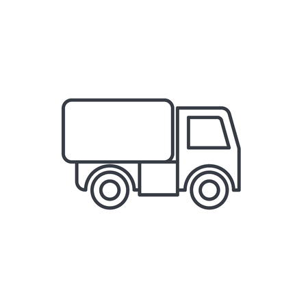 truck cab, van body, container thin line icon. Linear vector illustration. Pictogram isolated on white backgroundのイラスト素材