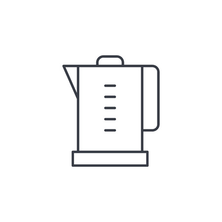 electric kettle thin line icon. Linear vector illustration. Pictogram isolated on white backgroundのイラスト素材
