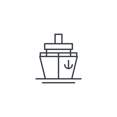 Yacht boat, cruise thin line icon. Linear vector illustration. Pictogram isolated on white backgroundのイラスト素材