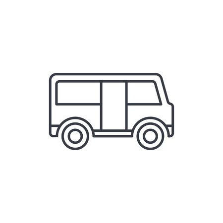 passenger bus thin line icon. Linear vector illustration. Pictogram isolated on white backgroundのイラスト素材