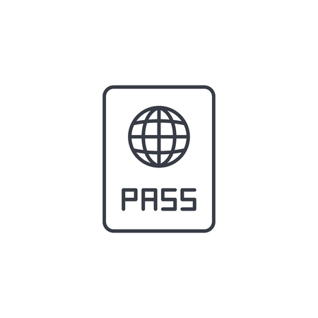 Passport, id document thin line icon. Linear vector illustration. Pictogram isolated on white backgroundのイラスト素材