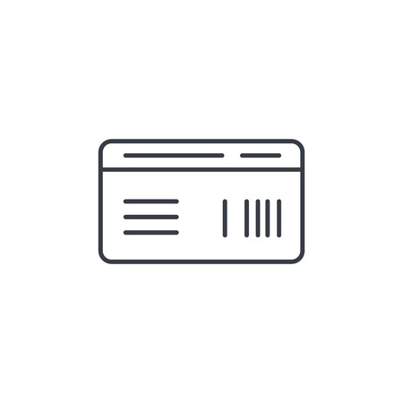 document whith barcode, plane or train ticket thin line icon. Linear vector illustration. Pictogram isolated on white backgroundのイラスト素材