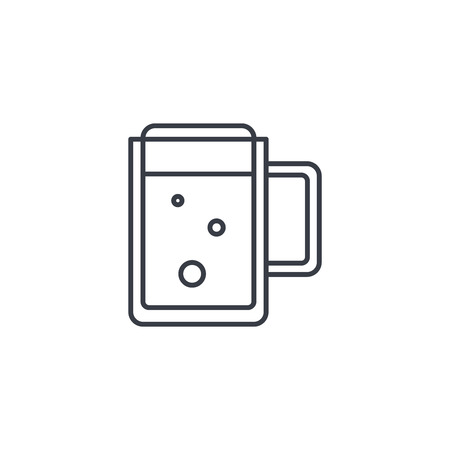 beer glass whith foam thin line icon. Linear vector illustration. Pictogram isolated on white backgroundのイラスト素材