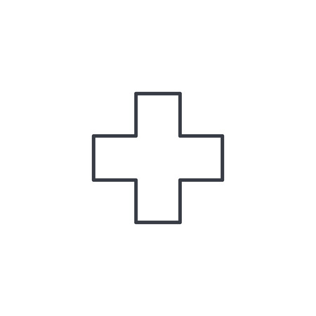 first aid, pharmacy, medical cross thin line icon. Linear vector illustration. Pictogram isolated on white backgroundのイラスト素材