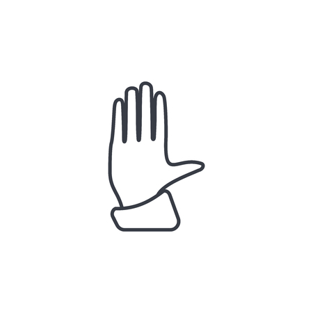 hand palm, access control, stop thin line icon. Linear vector illustration. Pictogram isolated on white backgroundのイラスト素材