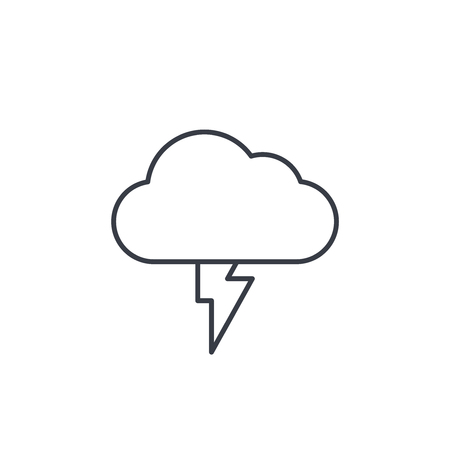 Lightning, thunderstorm cloud, weather thin line icon. Linear vector illustration. Pictogram isolated on white backgroundのイラスト素材
